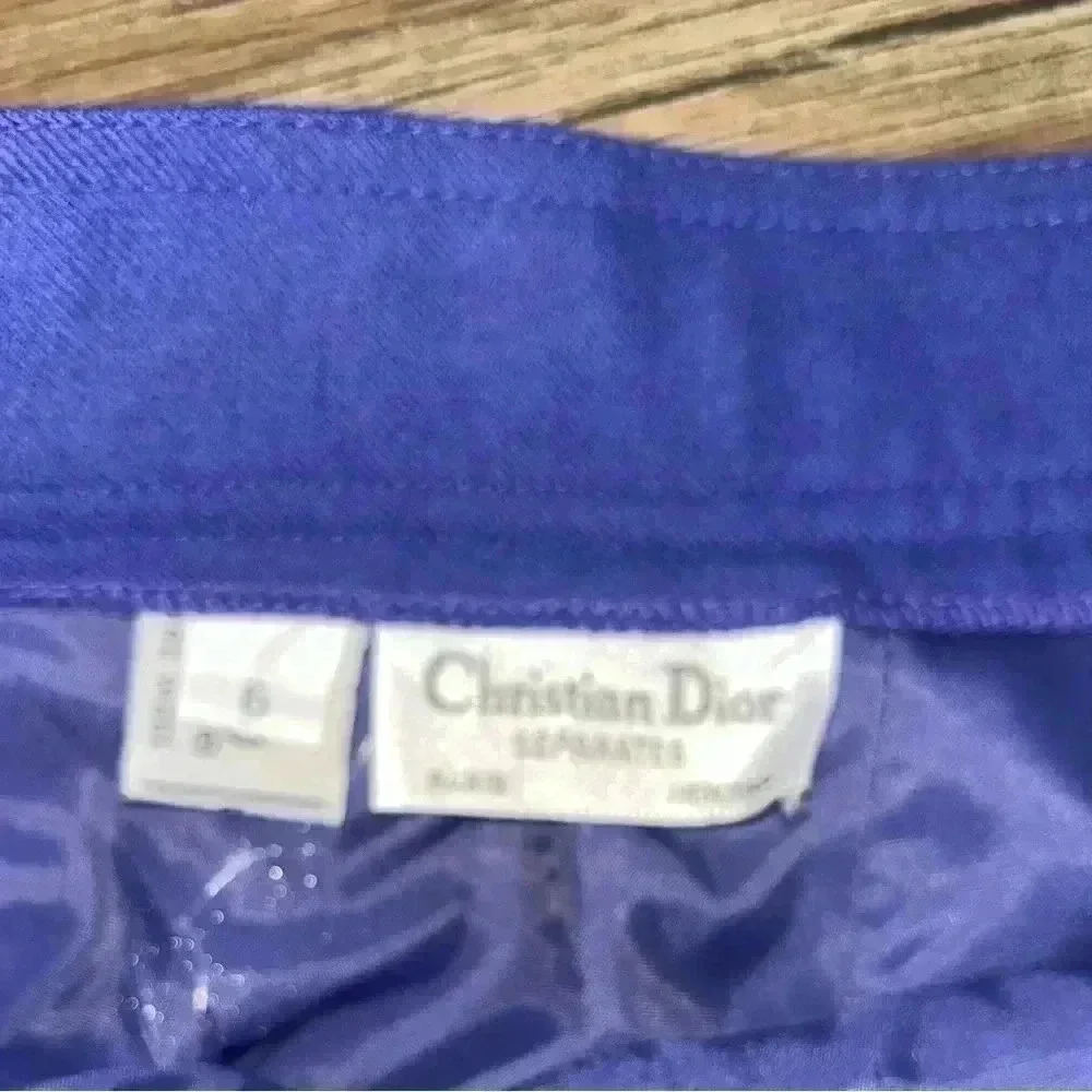 Vintage Christian Dior Blue Pleated Wool Pants - Picture 3 of 6